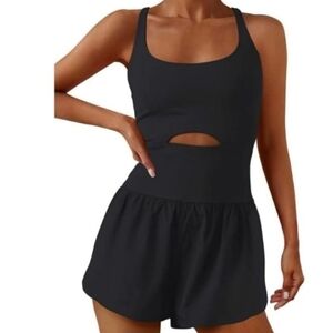 Womens Athletic Black Jumper Romper Workout Yoga Sz Small